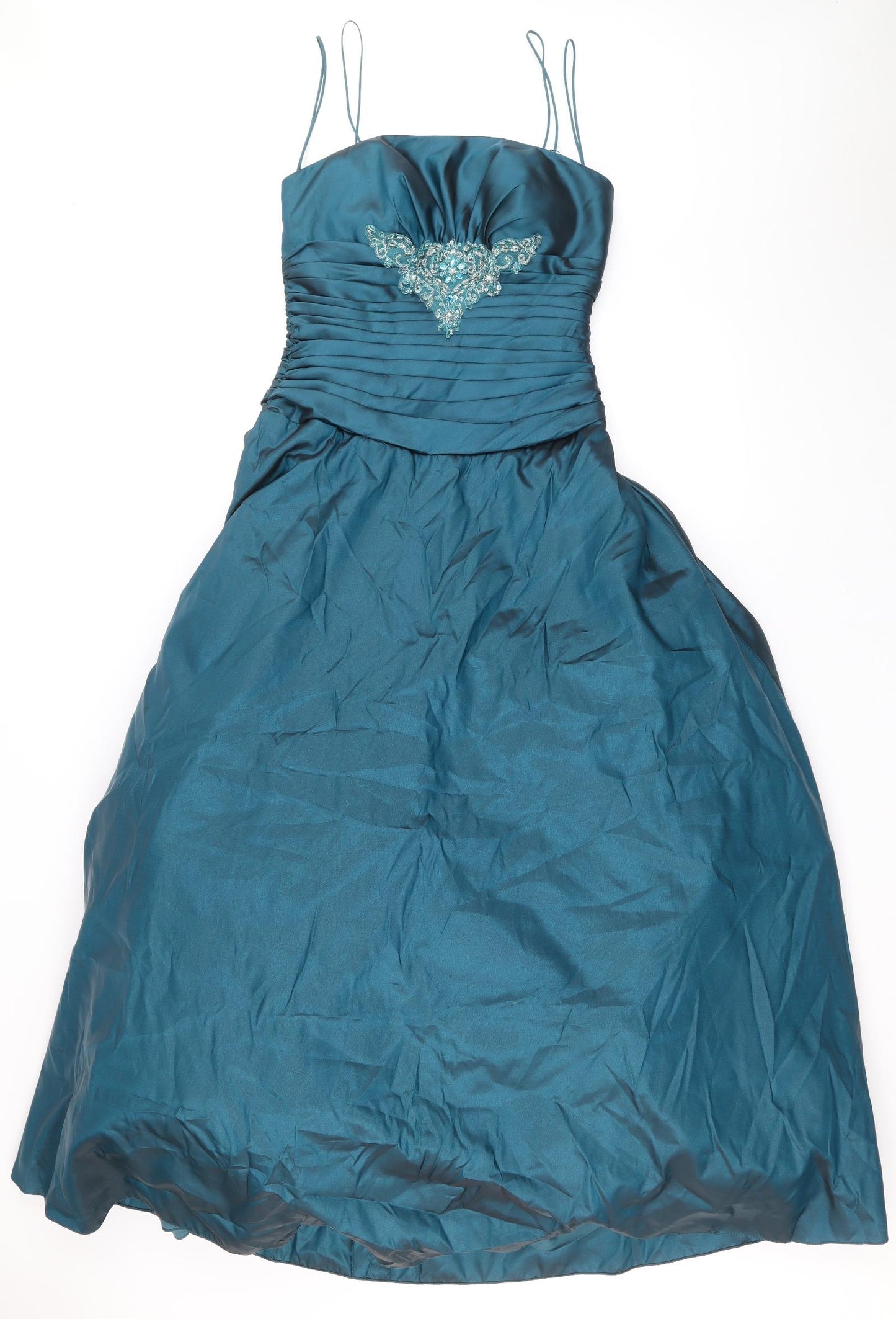 Joyce Womens Blue Polyester Ball Gown Size 10 Square Neck Zip
