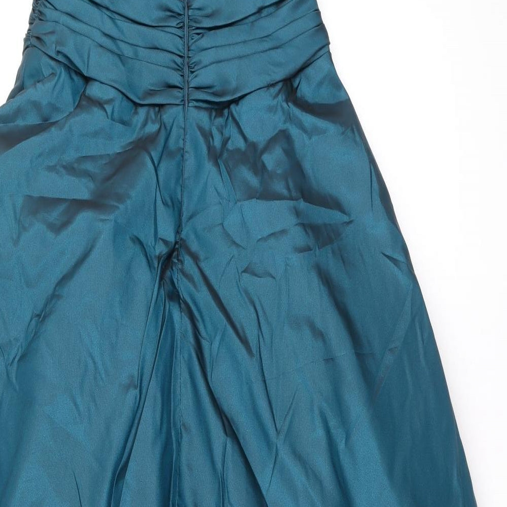 Joyce Womens Blue Polyester Ball Gown Size 10 Square Neck Zip