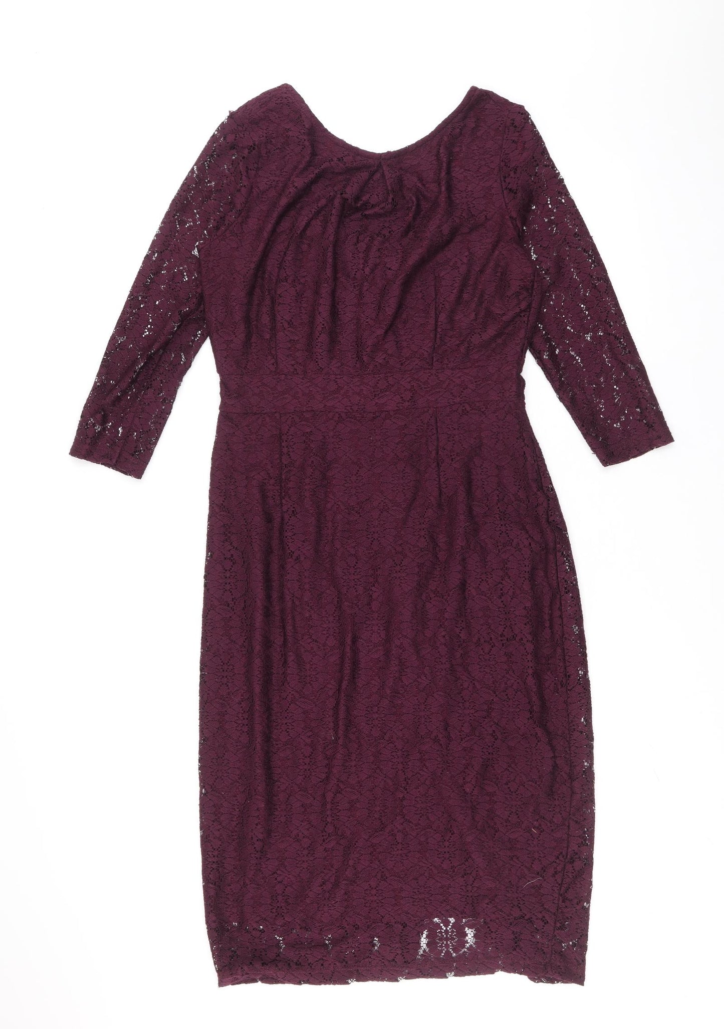 Dorothy Perkins Womens Purple Polyester A-Line Size 14 Round Neck Zip