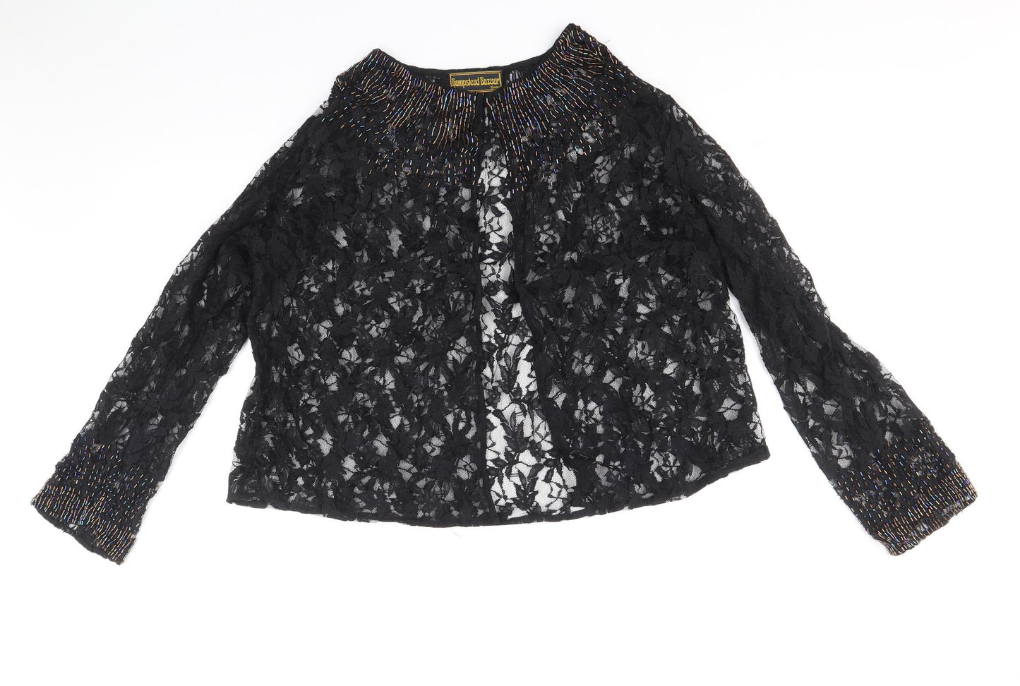 Hampstead Bazaar Womens Black Floral Polyester Basic Blouse Size 20 Round Neck