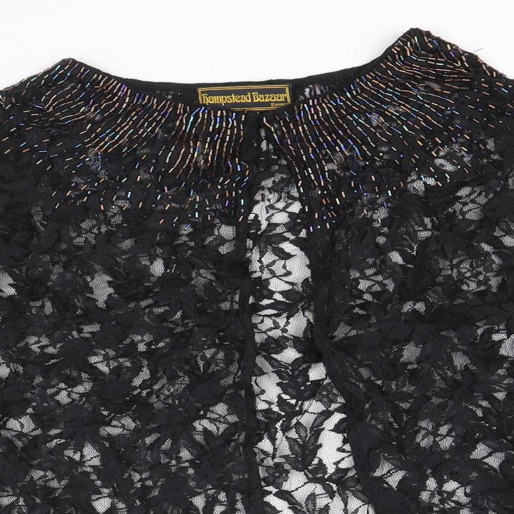 Hampstead Bazaar Womens Black Floral Polyester Basic Blouse Size 20 Round Neck