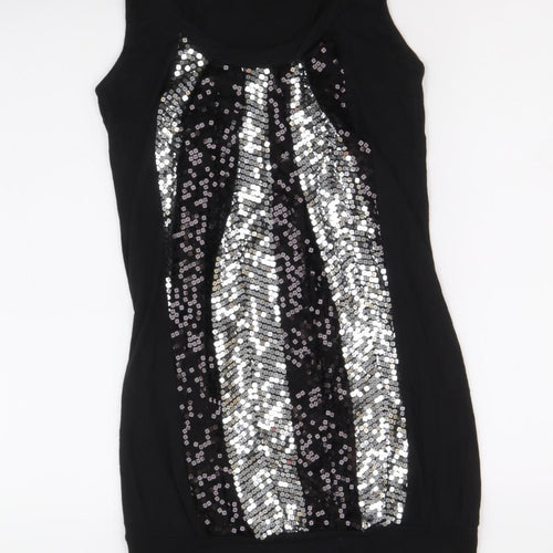 Be Beau Womens Black Viscose A-Line Size 10 Scoop Neck Pullover