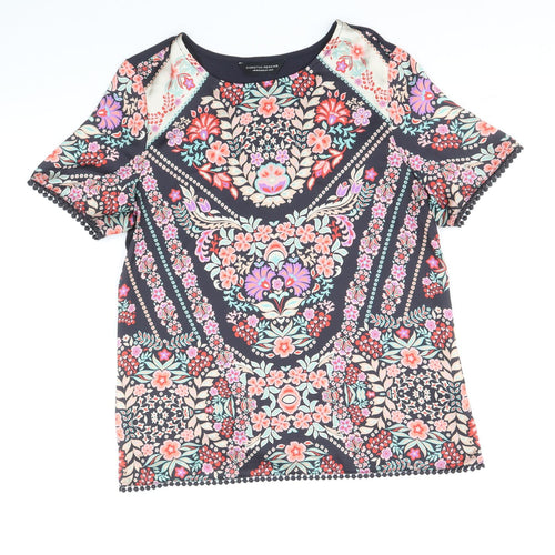 Dorothy Perkins Womens Multicoloured Geometric Polyester Basic Blouse Size 14 Round Neck