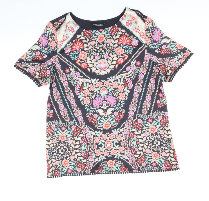 Dorothy Perkins Womens Multicoloured Geometric Polyester Basic Blouse Size 14 Round Neck