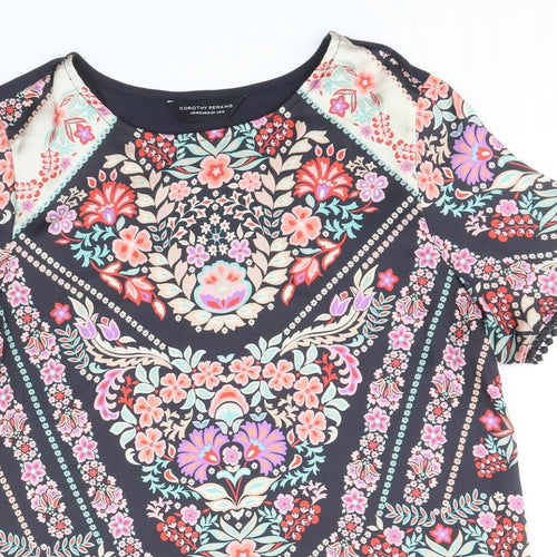 Dorothy Perkins Womens Multicoloured Geometric Polyester Basic Blouse Size 14 Round Neck