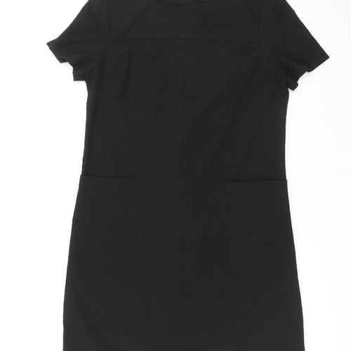 NEXT Womens Black Polyester A-Line Size 12 Round Neck Zip
