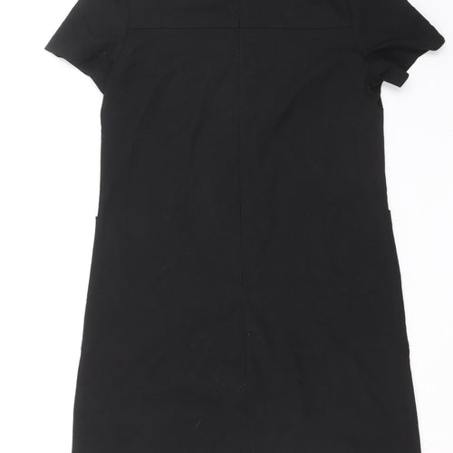 NEXT Womens Black Polyester A-Line Size 12 Round Neck Zip