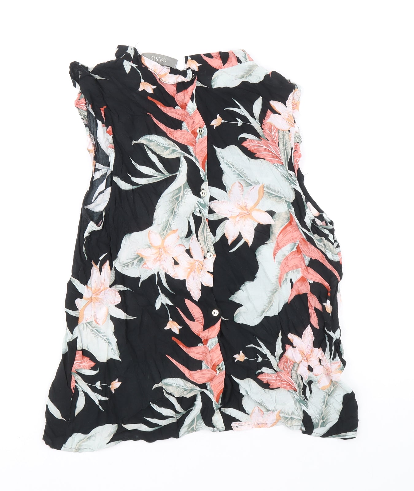 Oasis Womens Multicoloured Floral Viscose Basic Tank Size 12 Round Neck