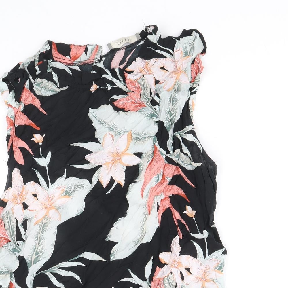 Oasis Womens Multicoloured Floral Viscose Basic Tank Size 12 Round Neck