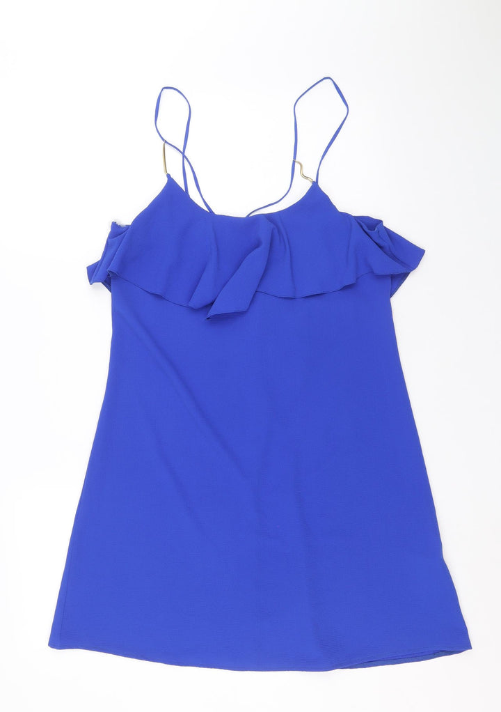 Atmosphere Womens Blue Polyester A-Line Size 8 Round Neck Pullover