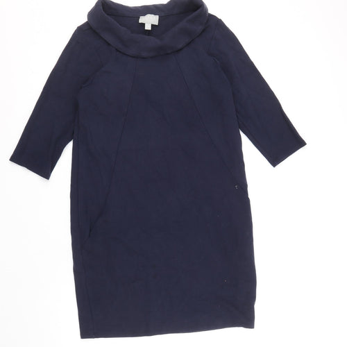 PURE Collection Womens Blue Viscose A-Line Size 14 Roll Neck Pullover