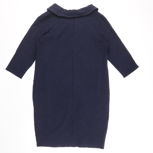 PURE Collection Womens Blue Viscose A-Line Size 14 Roll Neck Pullover