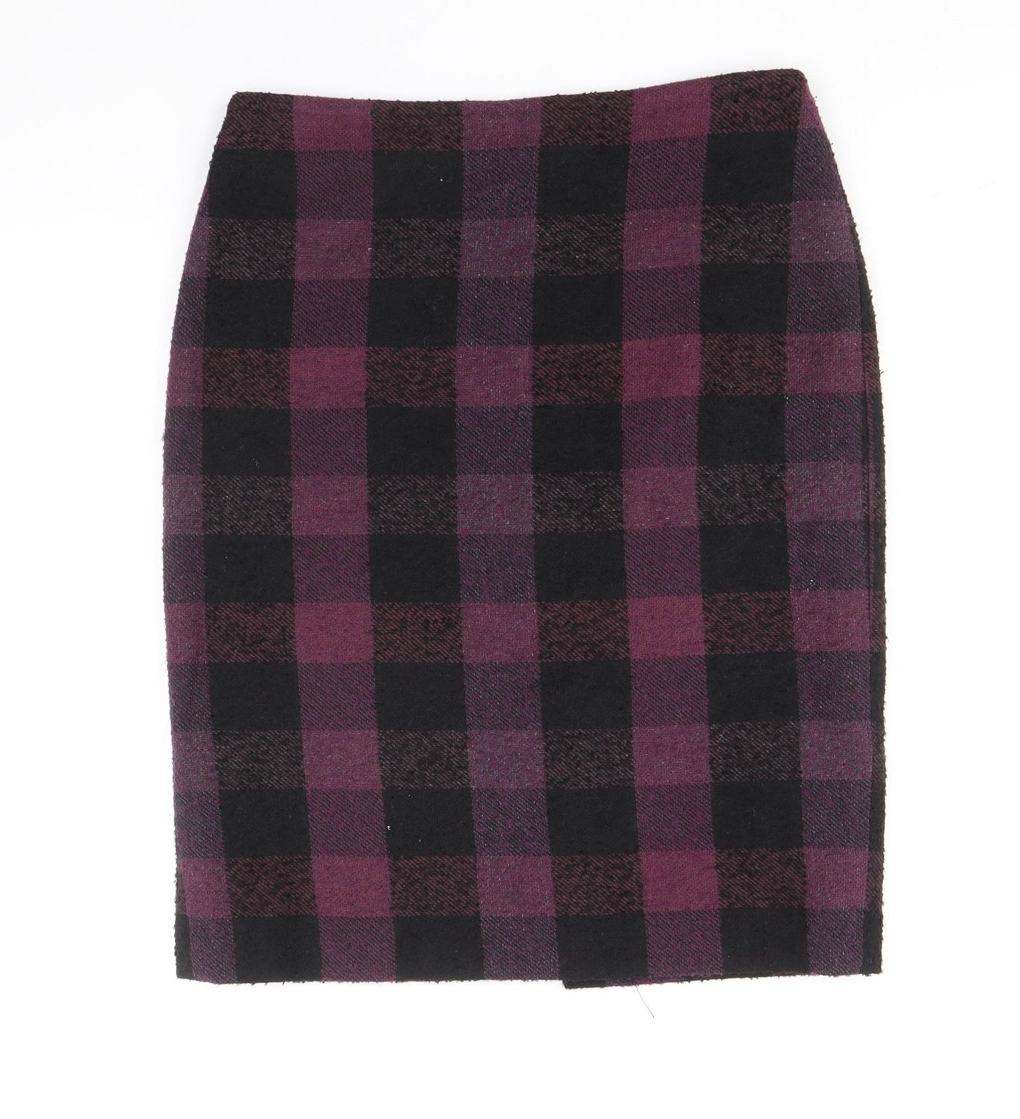 CC Womens Purple Check Acrylic Straight & Pencil Skirt Size 12 Zip