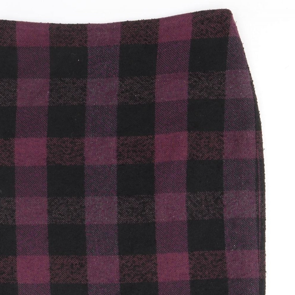 CC Womens Purple Check Acrylic Straight & Pencil Skirt Size 12 Zip