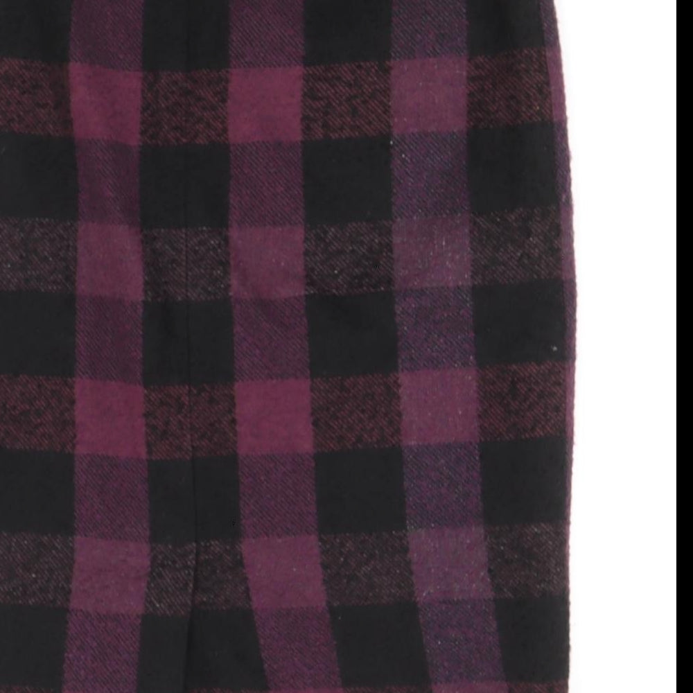 CC Womens Purple Check Acrylic Straight & Pencil Skirt Size 12 Zip