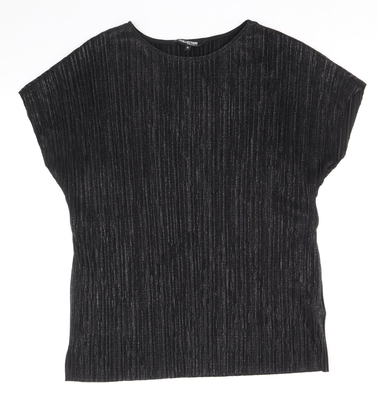 Debenhams Womens Black Polyester Tunic T-Shirt Size 18 Boat Neck - Plisse