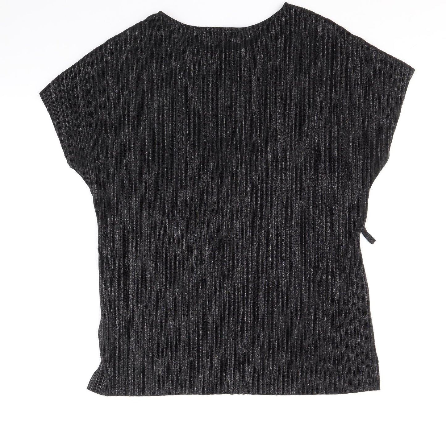 Debenhams Womens Black Polyester Tunic T-Shirt Size 18 Boat Neck - Plisse