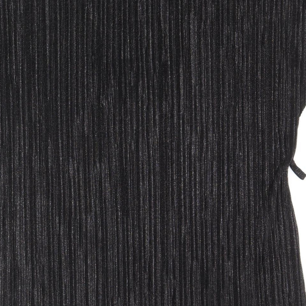 Debenhams Womens Black Polyester Tunic T-Shirt Size 18 Boat Neck - Plisse