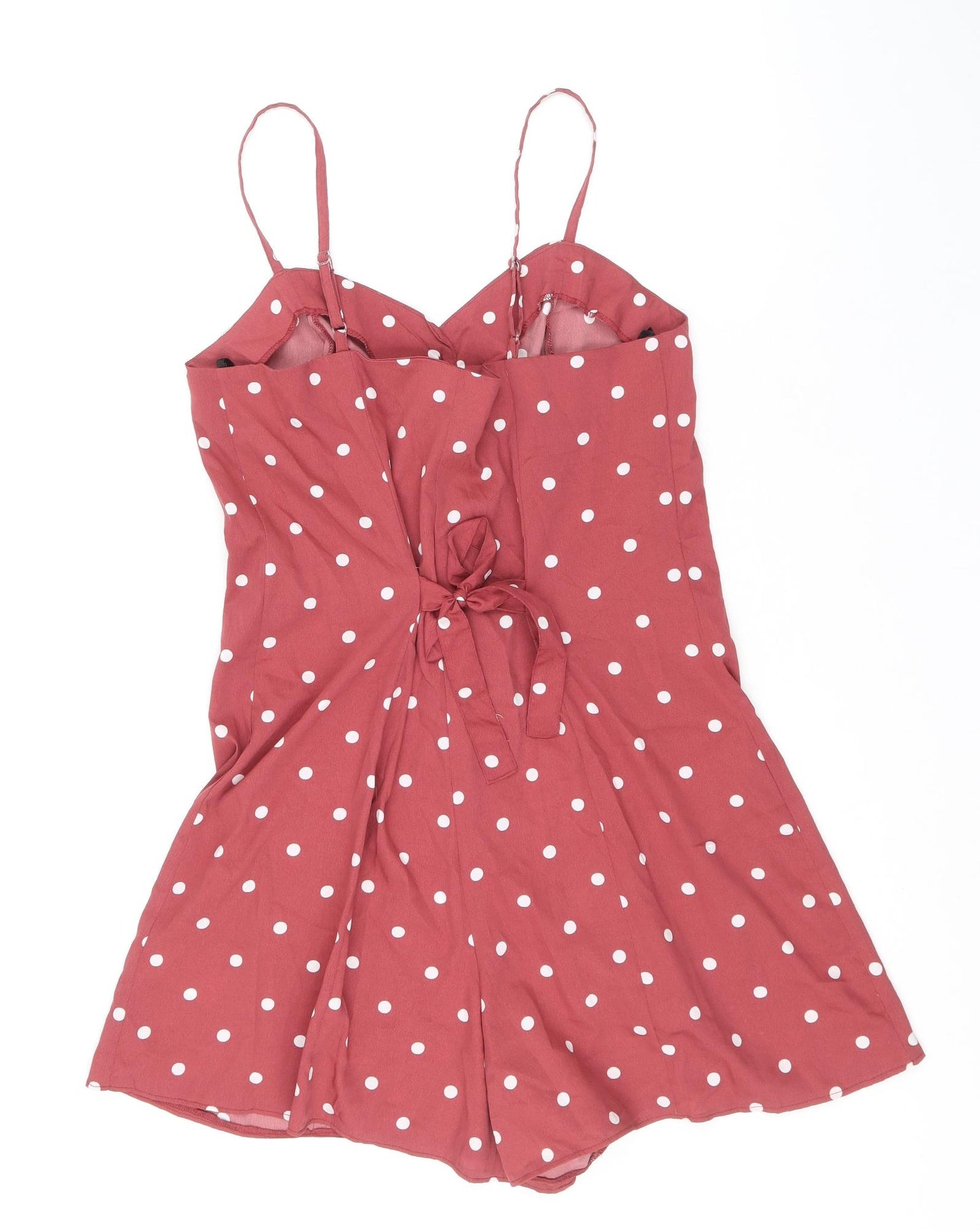 Primark Womens Pink Polka Dot Polyester Playsuit One-Piece Size 12 Button