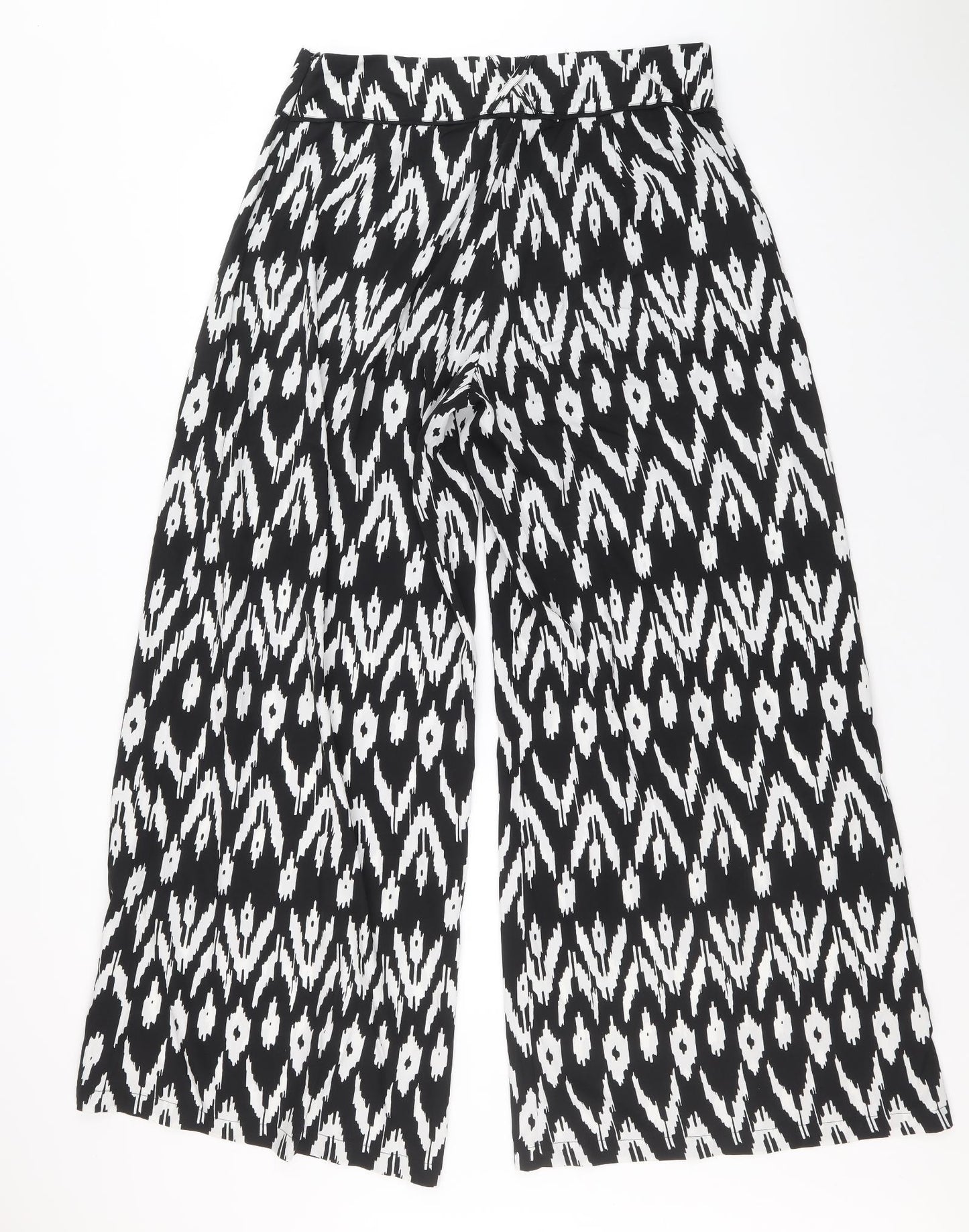 Jacqueline Riu Womens Black Geometric Polyester Trousers Size 16 Regular Zip