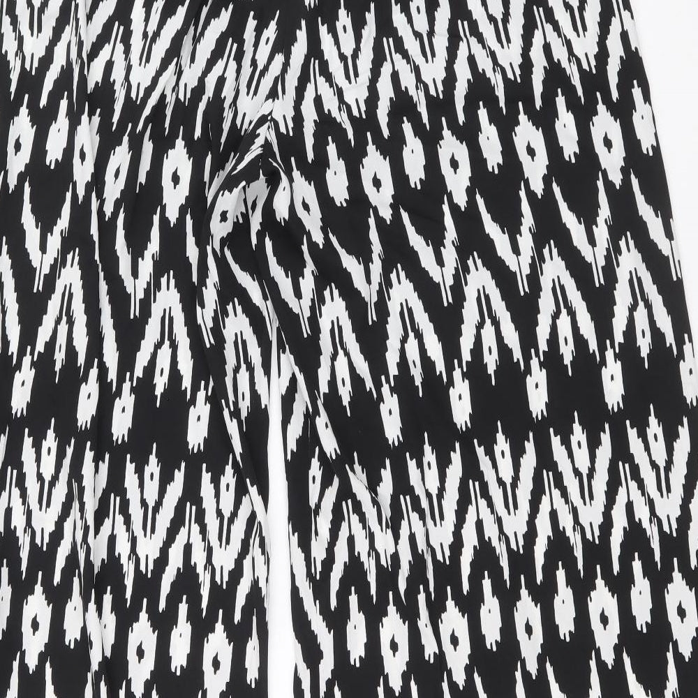 Jacqueline Riu Womens Black Geometric Polyester Trousers Size 16 Regular Zip