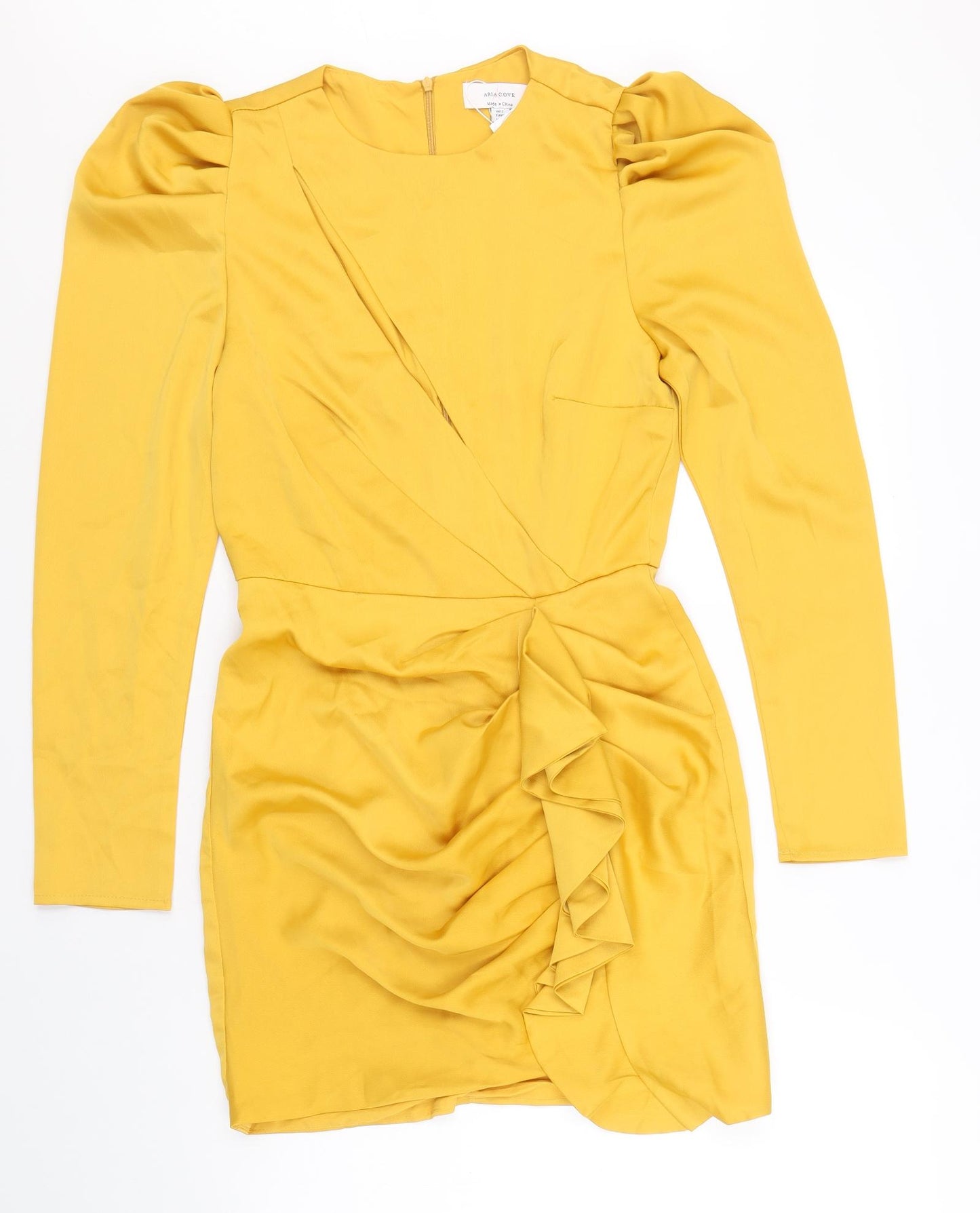 Aria Cove Womens Yellow Polyester A-Line Size 12 Round Neck Zip