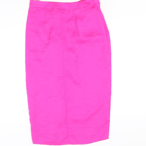 Miss Selfridge Womens Pink Polyester Straight & Pencil Skirt Size 6 Zip