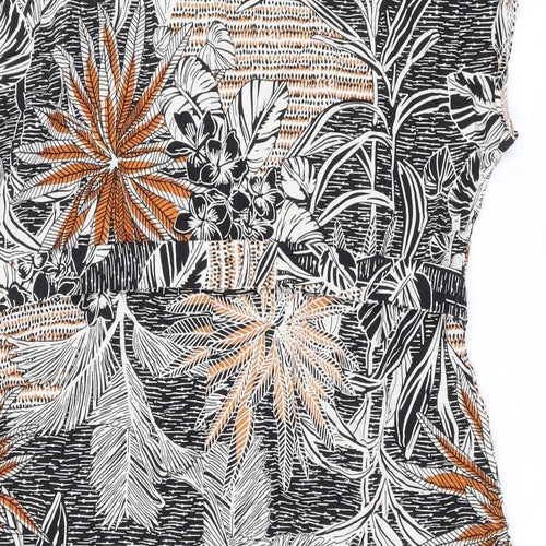 Papaya Womens Multicoloured Geometric Viscose A-Line Size 20 Round Neck Button - Leaf Print