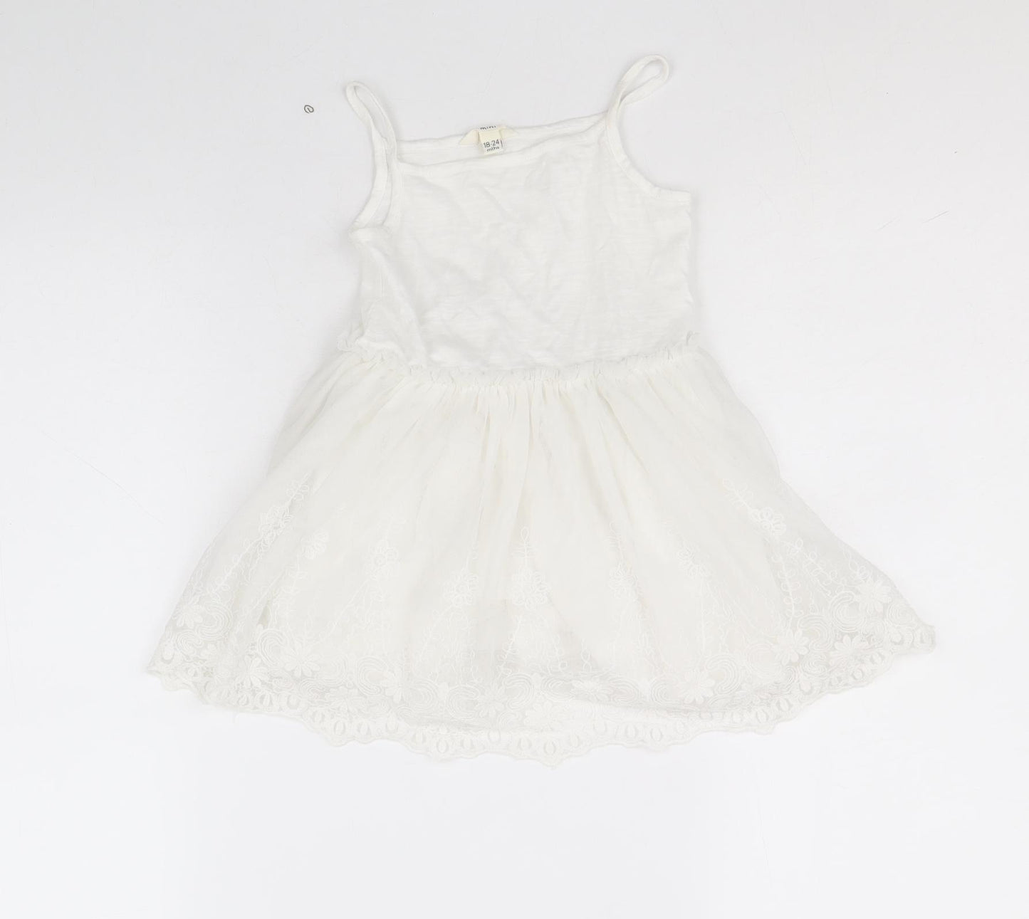 River Island Girls White Cotton A-Line Size 18-24 Months Square Neck Pullover