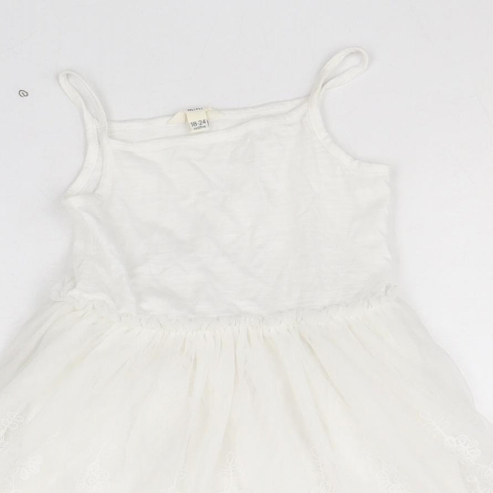 River Island Girls White Cotton A-Line Size 18-24 Months Square Neck Pullover