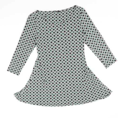 Marks and Spencer Womens Multicoloured Geometric Viscose A-Line Size 8 Round Neck Pullover