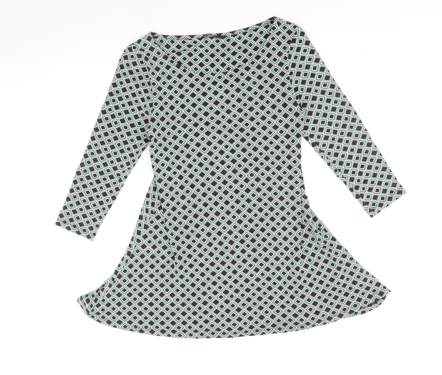 Marks and Spencer Womens Multicoloured Geometric Viscose A-Line Size 8 Round Neck Pullover
