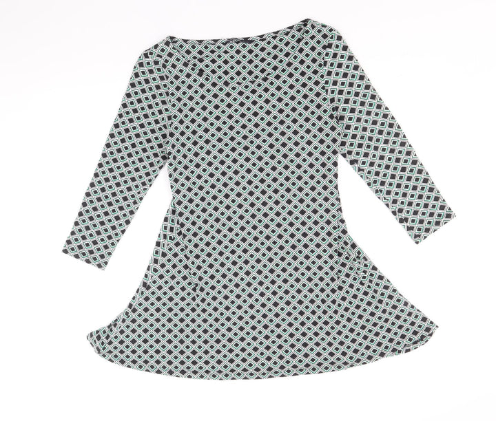 Marks and Spencer Womens Multicoloured Geometric Viscose A-Line Size 8 Round Neck Pullover