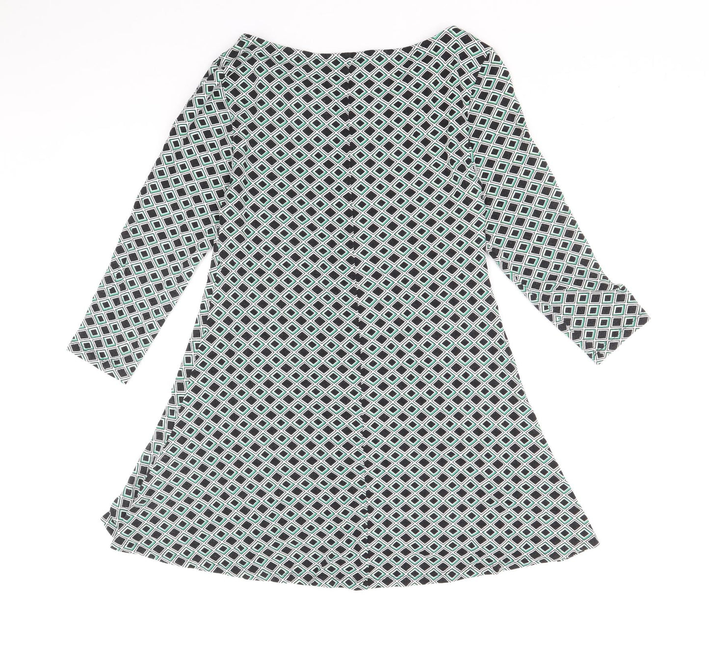 Marks and Spencer Womens Multicoloured Geometric Viscose A-Line Size 8 Round Neck Pullover