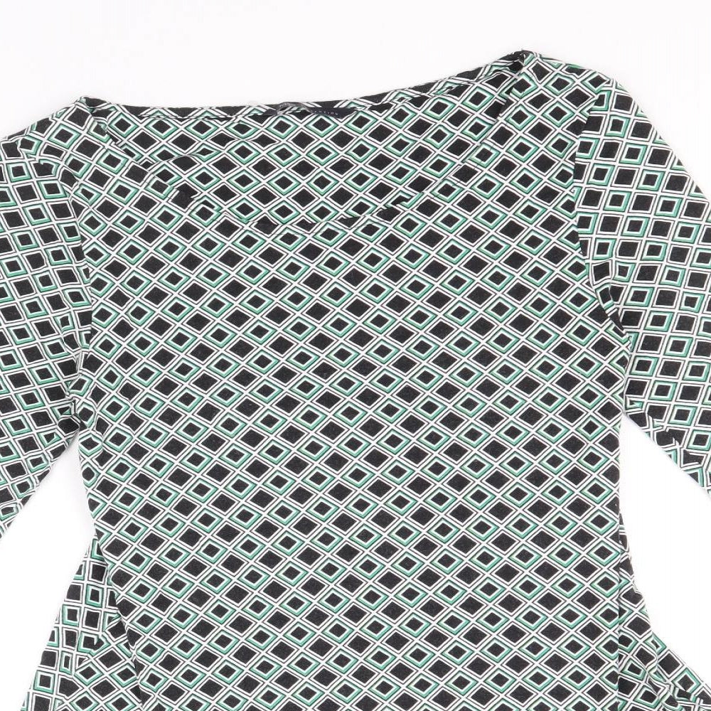 Marks and Spencer Womens Multicoloured Geometric Viscose A-Line Size 8 Round Neck Pullover