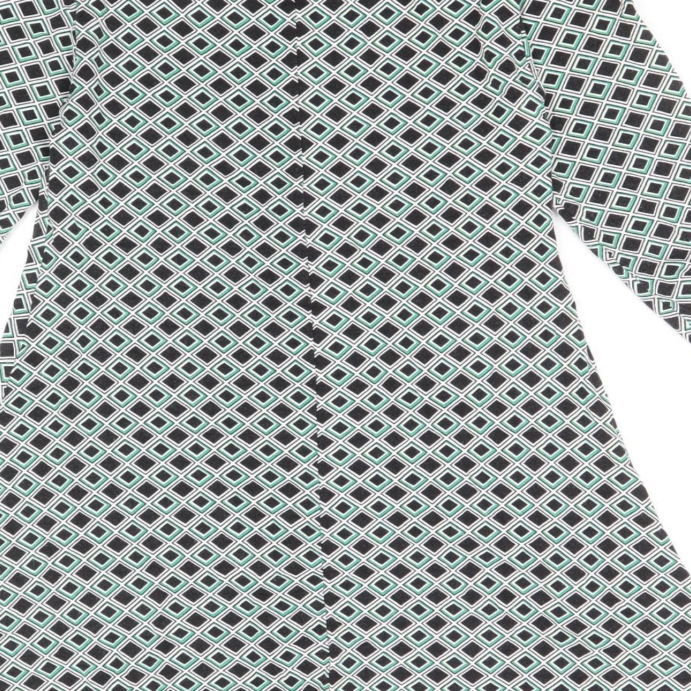 Marks and Spencer Womens Multicoloured Geometric Viscose A-Line Size 8 Round Neck Pullover