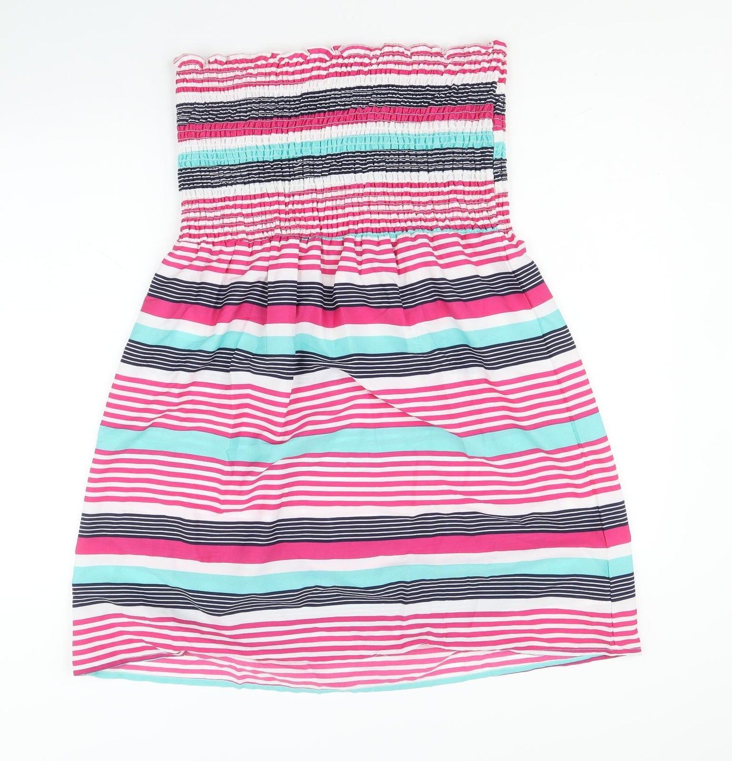 Studio Womens Multicoloured Striped Polyester Fit & Flare Size 16 Off the Shoulder Pullover - Shirred Bandeau