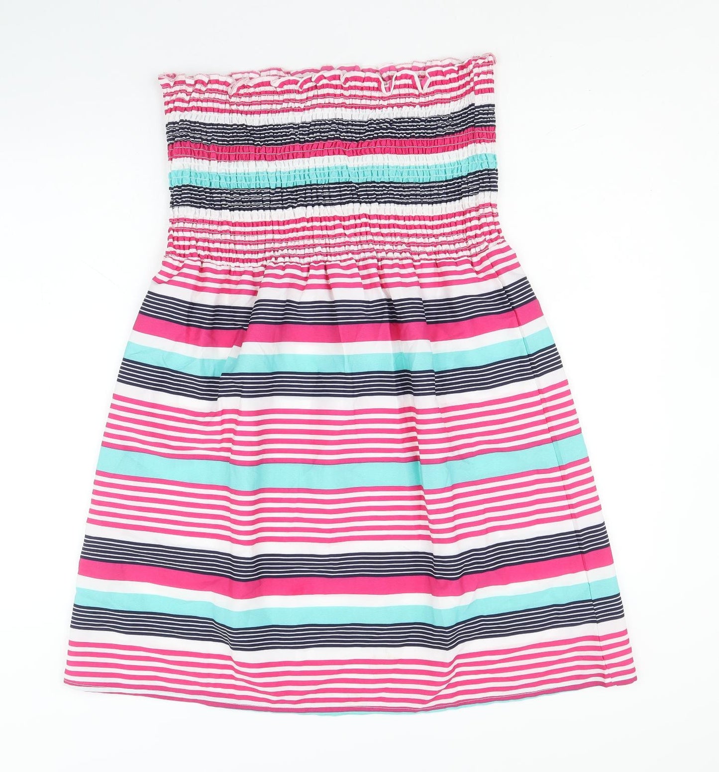 Studio Womens Multicoloured Striped Polyester Fit & Flare Size 16 Off the Shoulder Pullover - Shirred Bandeau