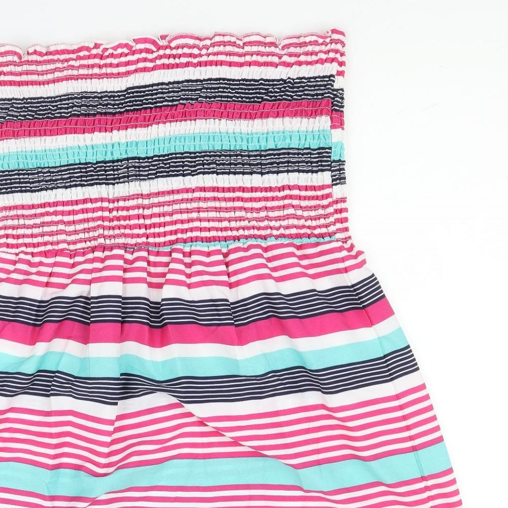 Studio Womens Multicoloured Striped Polyester Fit & Flare Size 16 Off the Shoulder Pullover - Shirred Bandeau