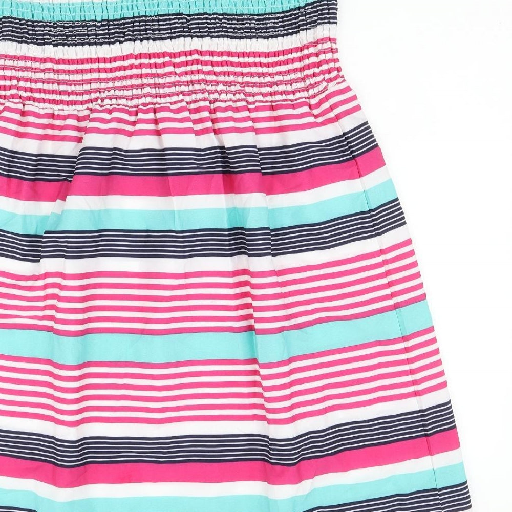 Studio Womens Multicoloured Striped Polyester Fit & Flare Size 16 Off the Shoulder Pullover - Shirred Bandeau