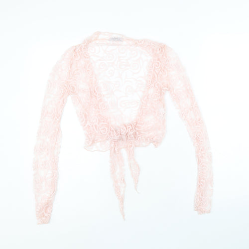 Obsession Womens Pink Geometric Viscose Wrap Blouse Size 10 V-Neck