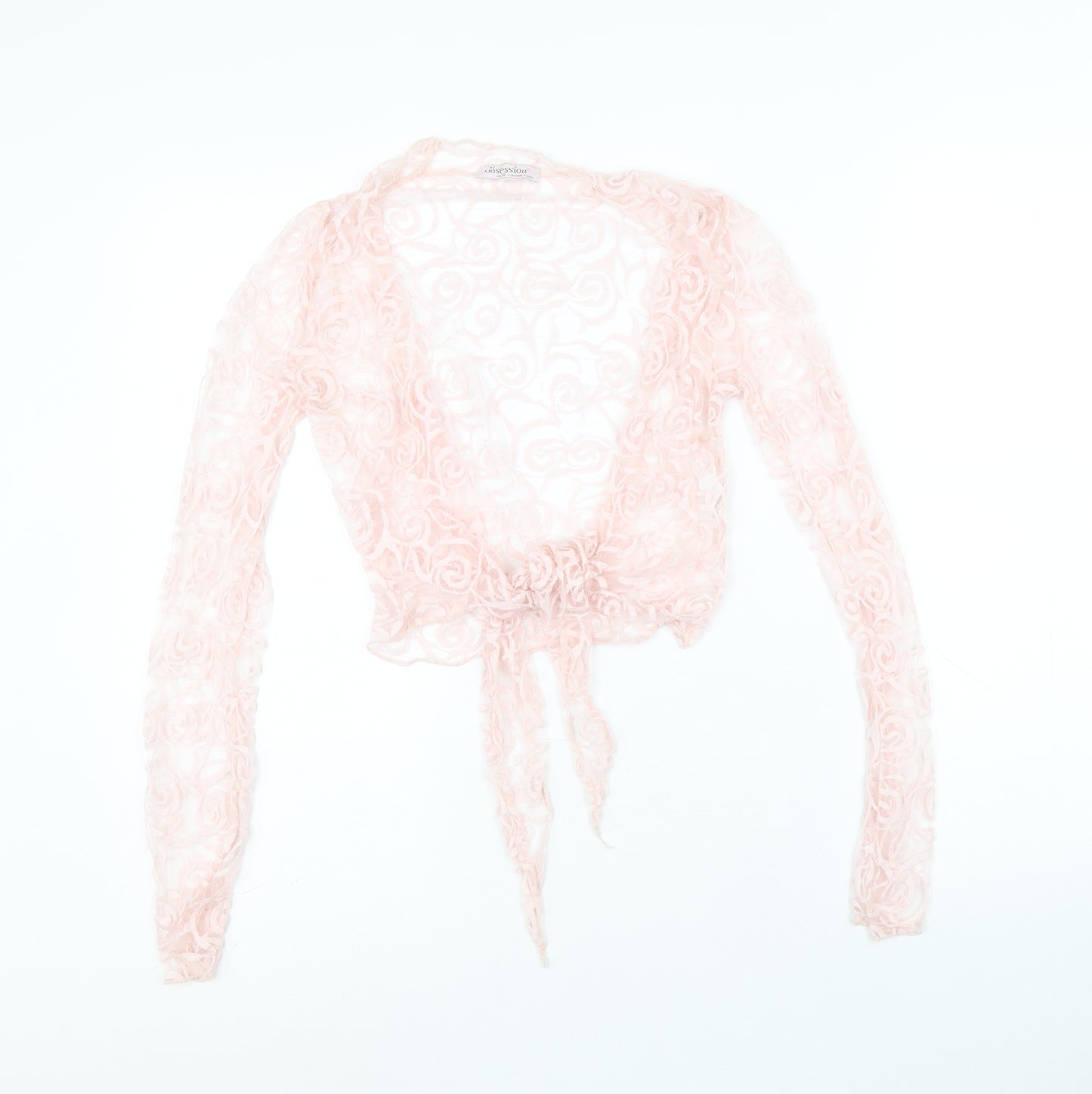 Obsession Womens Pink Geometric Viscose Wrap Blouse Size 10 V-Neck