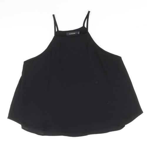 Glassons Womens Black Polyester Basic Tank Size 10 Round Neck