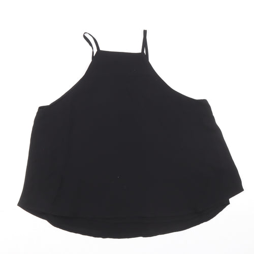 Glassons Womens Black Polyester Basic Tank Size 10 Round Neck