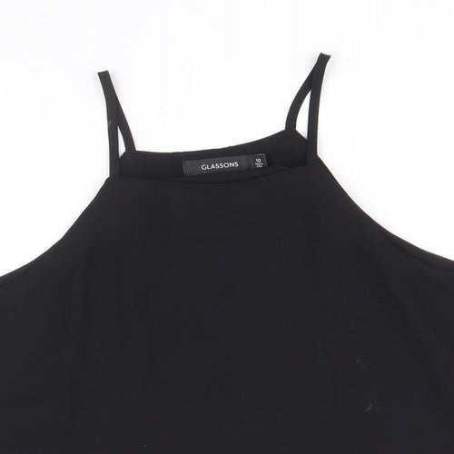 Glassons Womens Black Polyester Basic Tank Size 10 Round Neck