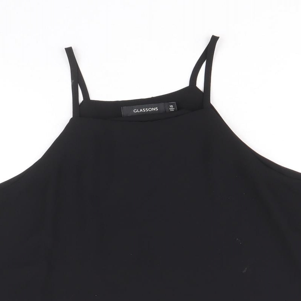 Glassons Womens Black Polyester Basic Tank Size 10 Round Neck