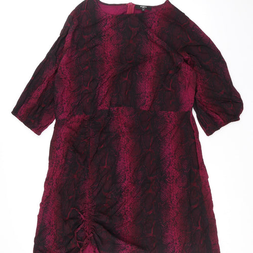 KOKO Womens Purple Animal Print Viscose A-Line Size 20 Boat Neck Zip - Snake Skin Print