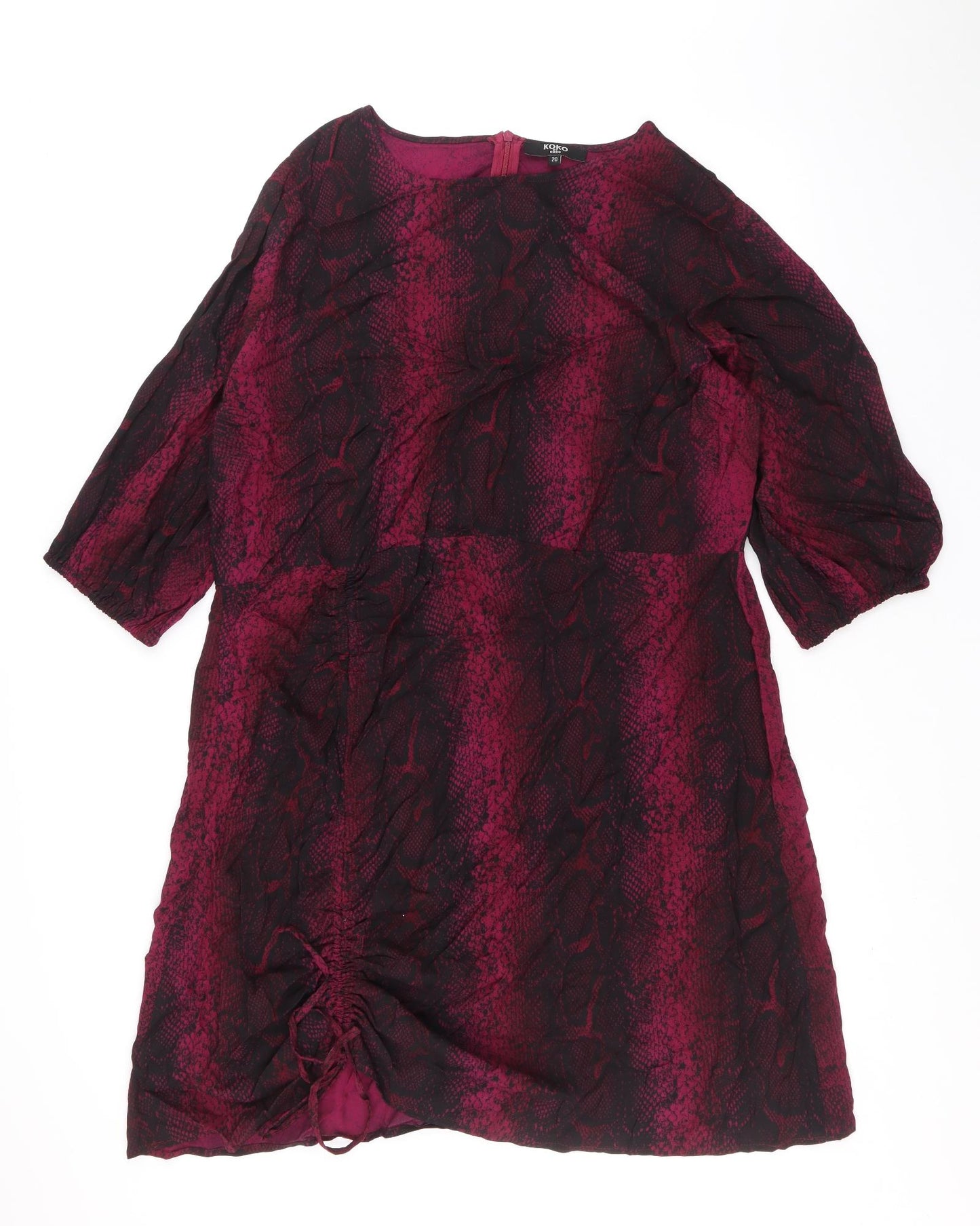 KOKO Womens Purple Animal Print Viscose A-Line Size 20 Boat Neck Zip - Snake Skin Print