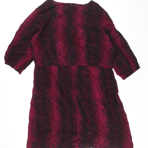 KOKO Womens Purple Animal Print Viscose A-Line Size 20 Boat Neck Zip - Snake Skin Print