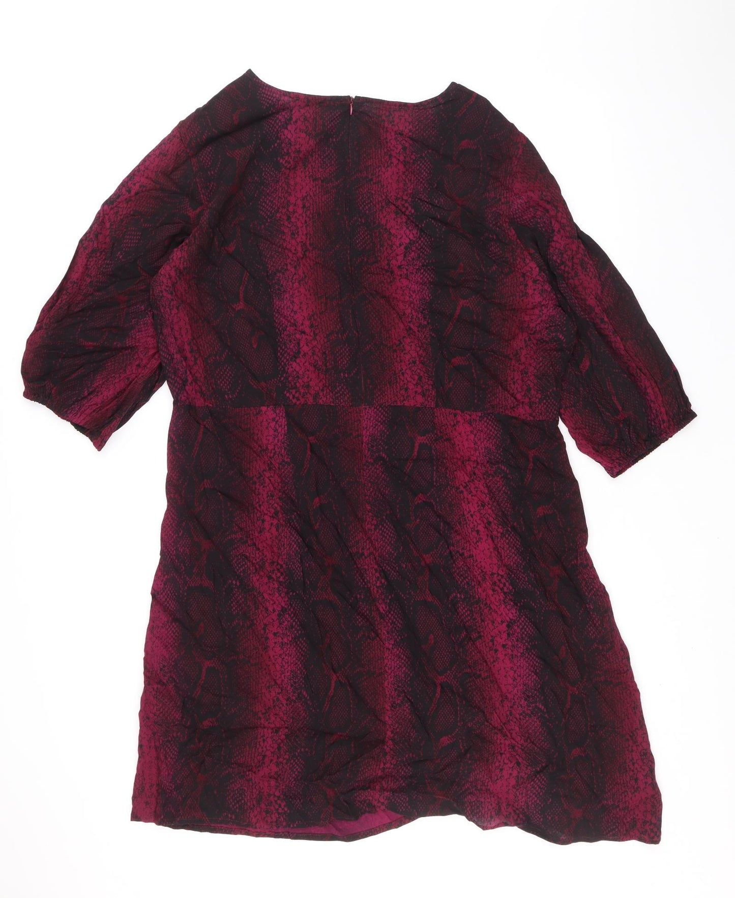 KOKO Womens Purple Animal Print Viscose A-Line Size 20 Boat Neck Zip - Snake Skin Print